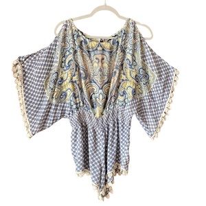 Joe & Elle Bohemian Jumper Romper Lace Paisley Print Jumpsuit Gently Loved.